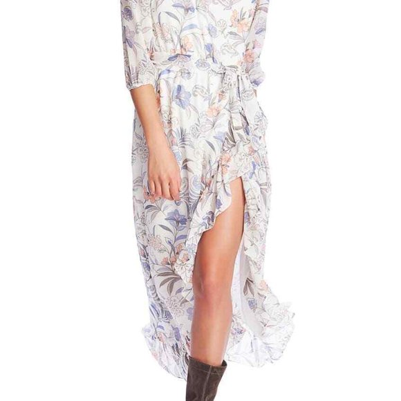 1.state Floral Print Wrap Maxi Dress Poetic Punch - Picture 4 of 4